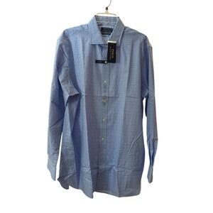 Men's Polo Ralph Lauren Blue With White Squares Classic Fit Size 17  34/35 NWT